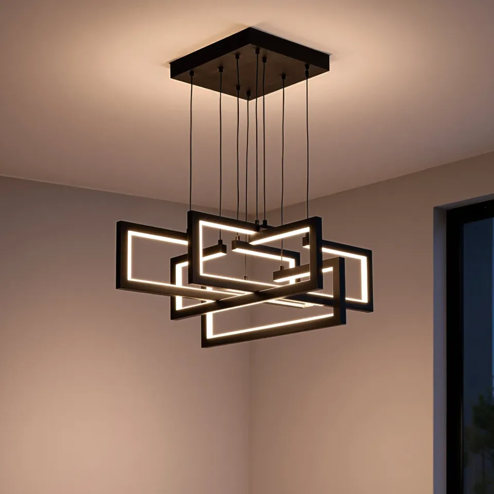 Alessandro Design lustra LED suspendata 96W neagra 4 elemente