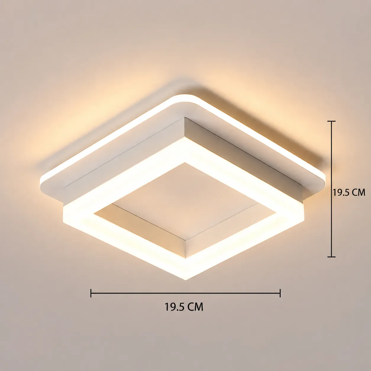 Alessandro Design Modern lustra LED patrata 26W alba 19.5cm