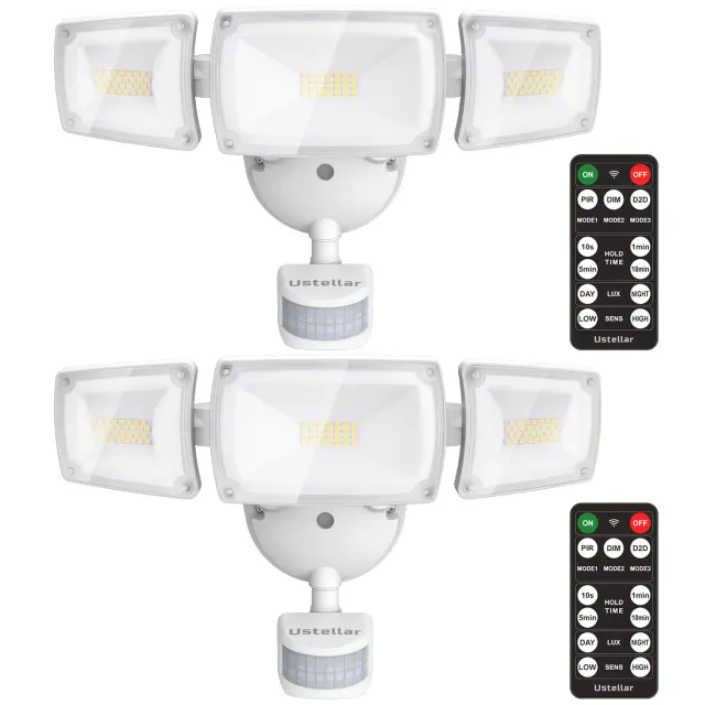 Ustellar 55W Proiector LED securitate alb 2 buc 5000K