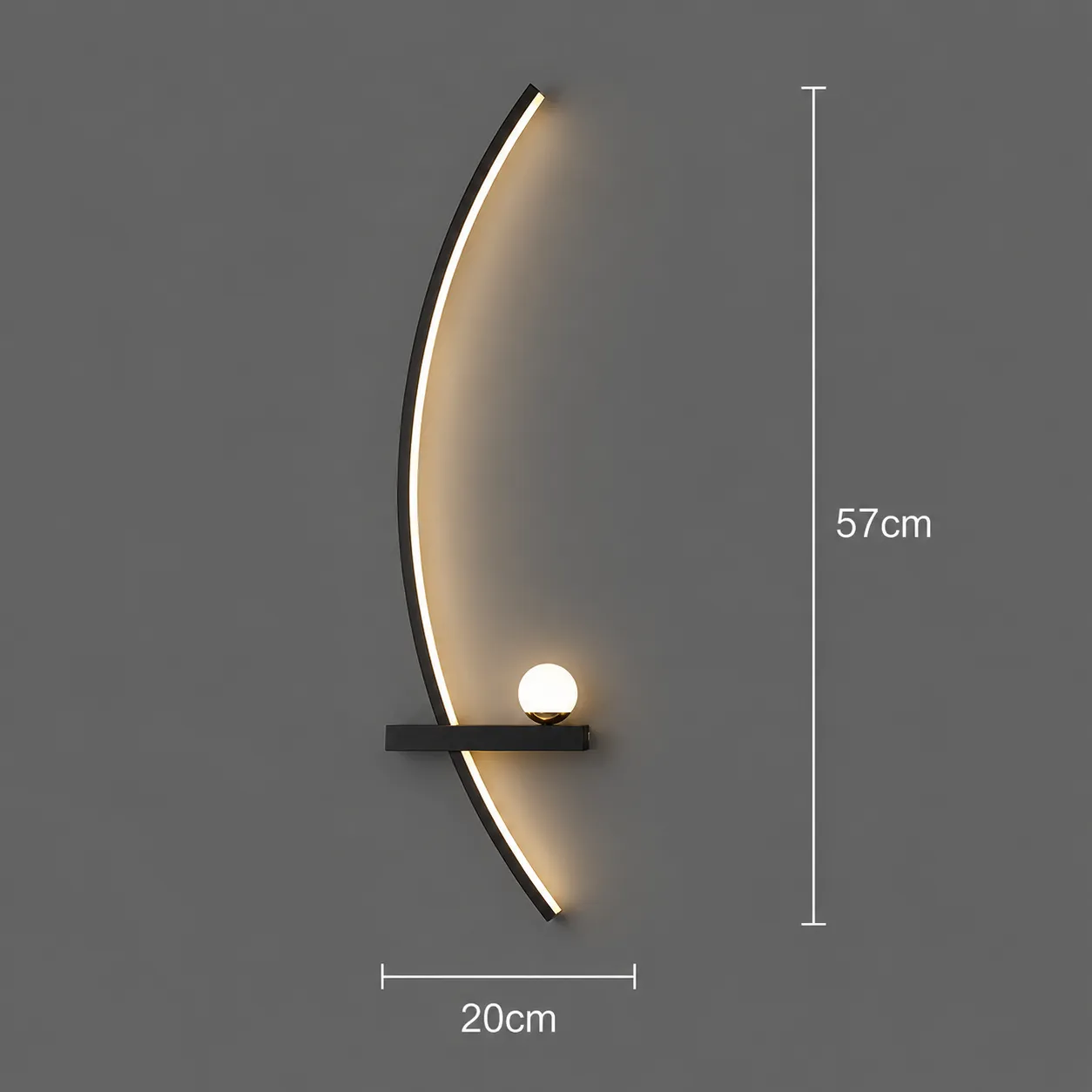 Alessandro Design Gdansk aplica perete LED 20W neagra 57x20cm