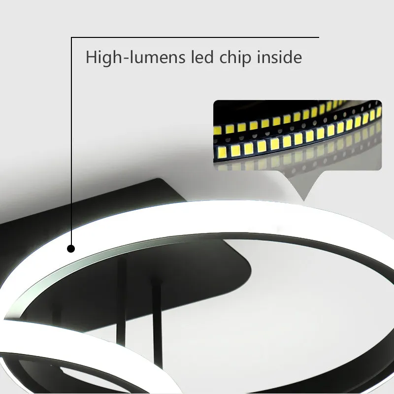 Alessandro Design Elio 47W lustră LED neagră 4 cercuri