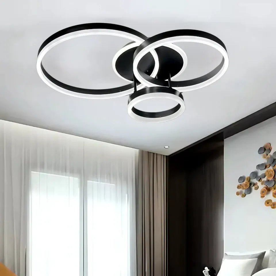 Alessandro Design Riga Lilith lustra LED 68W neagra 3 cercuri dimabila