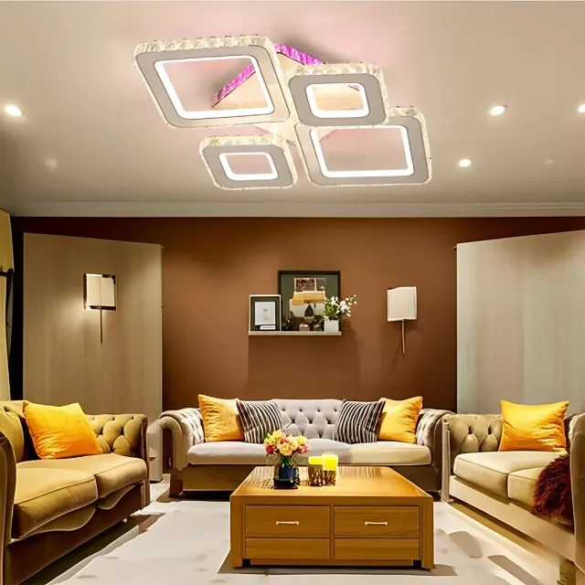 Alessandro Design Terrano RGB lustră LED 162W 4 pătrate cristal