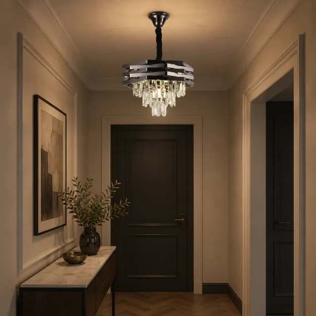 Alessandro Design HEXA Candelabru Cristal Negru 5xE14 Ø37cm