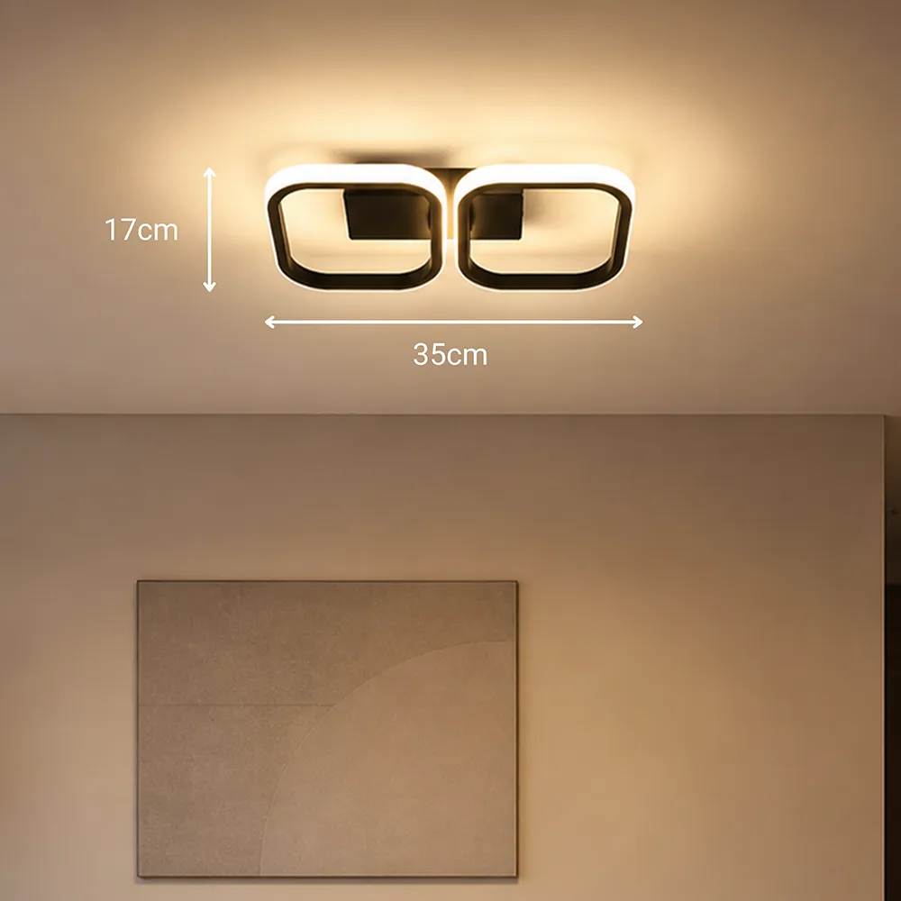 Alessandro Design Vertex lustra LED 21W neagra 2 patrate