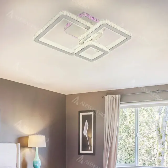 Alessandro Design BLAKELY RGB 166W lustra LED cristal 3 patrate