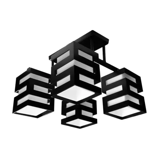 Alessandro Design VANJA lustra lemn 4xE27 alb-negru patrata