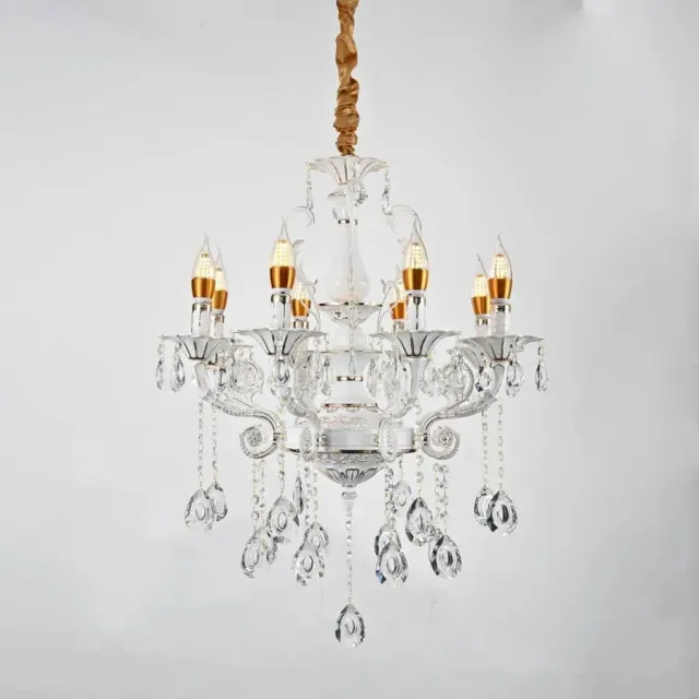 Alessandro Design Bruhier 8xE14 candelabru cristal alb auriu 65cm