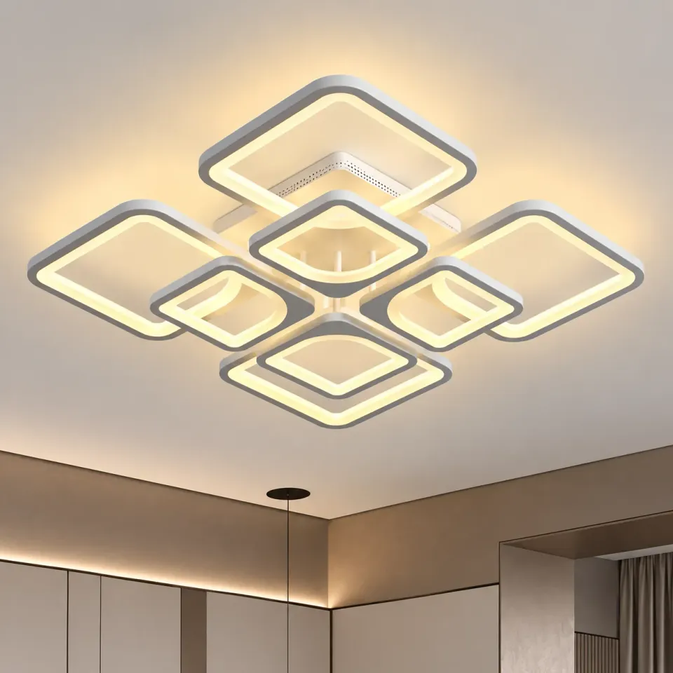 ZOE lustra LED 138W alba dimabila 8 patrate telecomanda