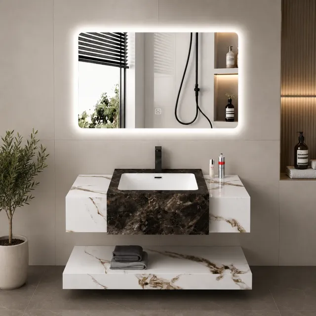 Alessandro Design VANTA set mobilier baie alb 80cm 3 piese