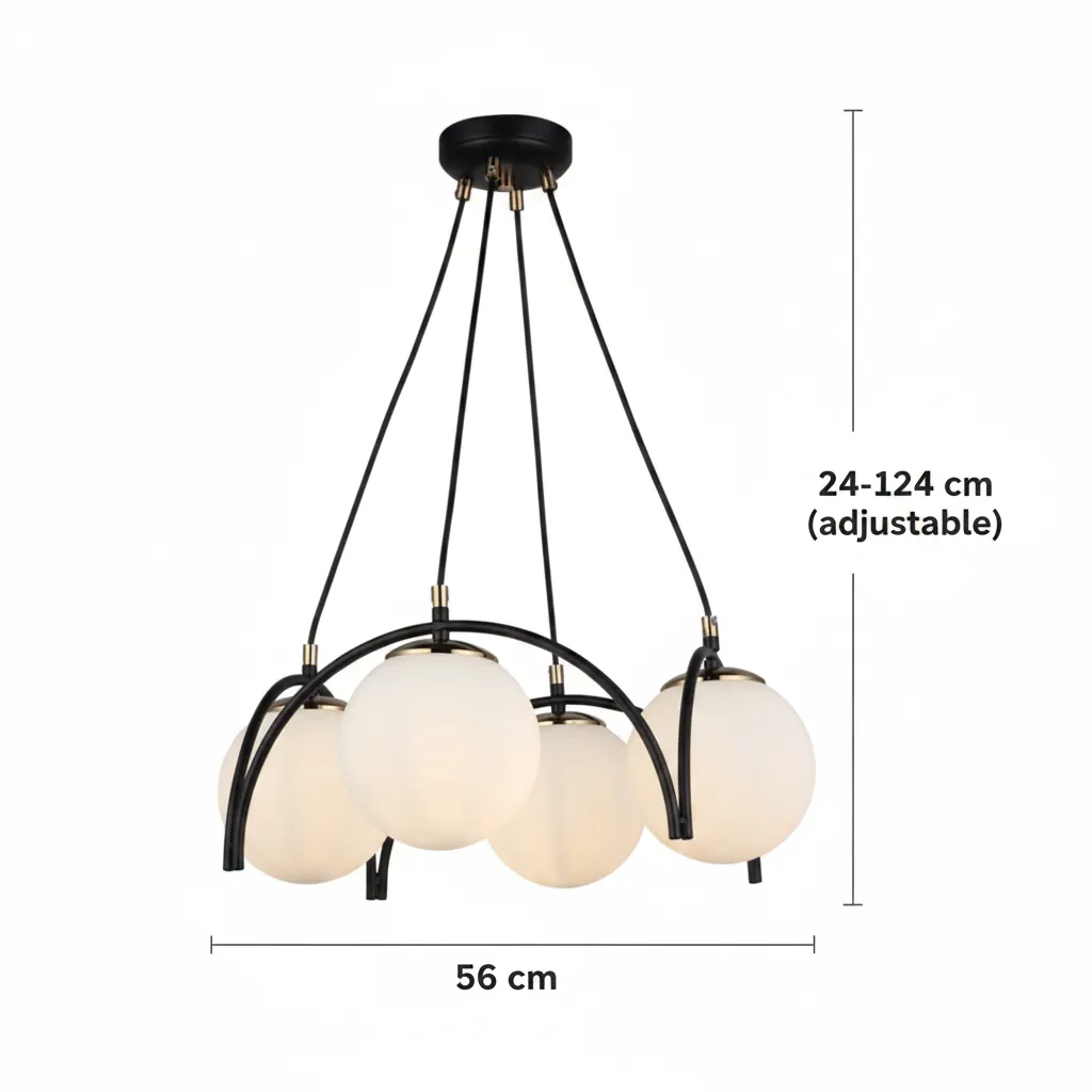 Alessandro Design EGVEKINOT lustra glob 4xE27 negru inaltime