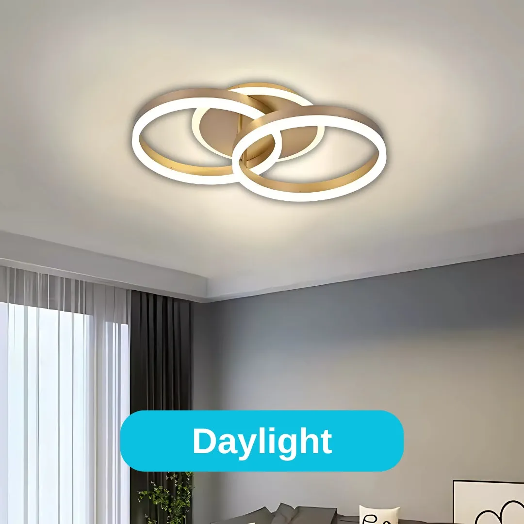 Alessandro Design Rinova 34W lustră LED aurie 2 cercuri dimabilă
