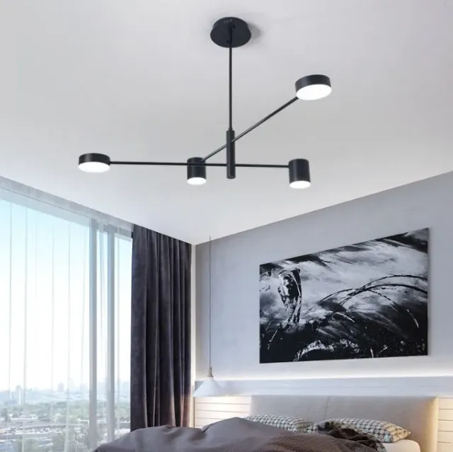 Alessandro Design Galios lustra LED neagra 48W 4 elemente