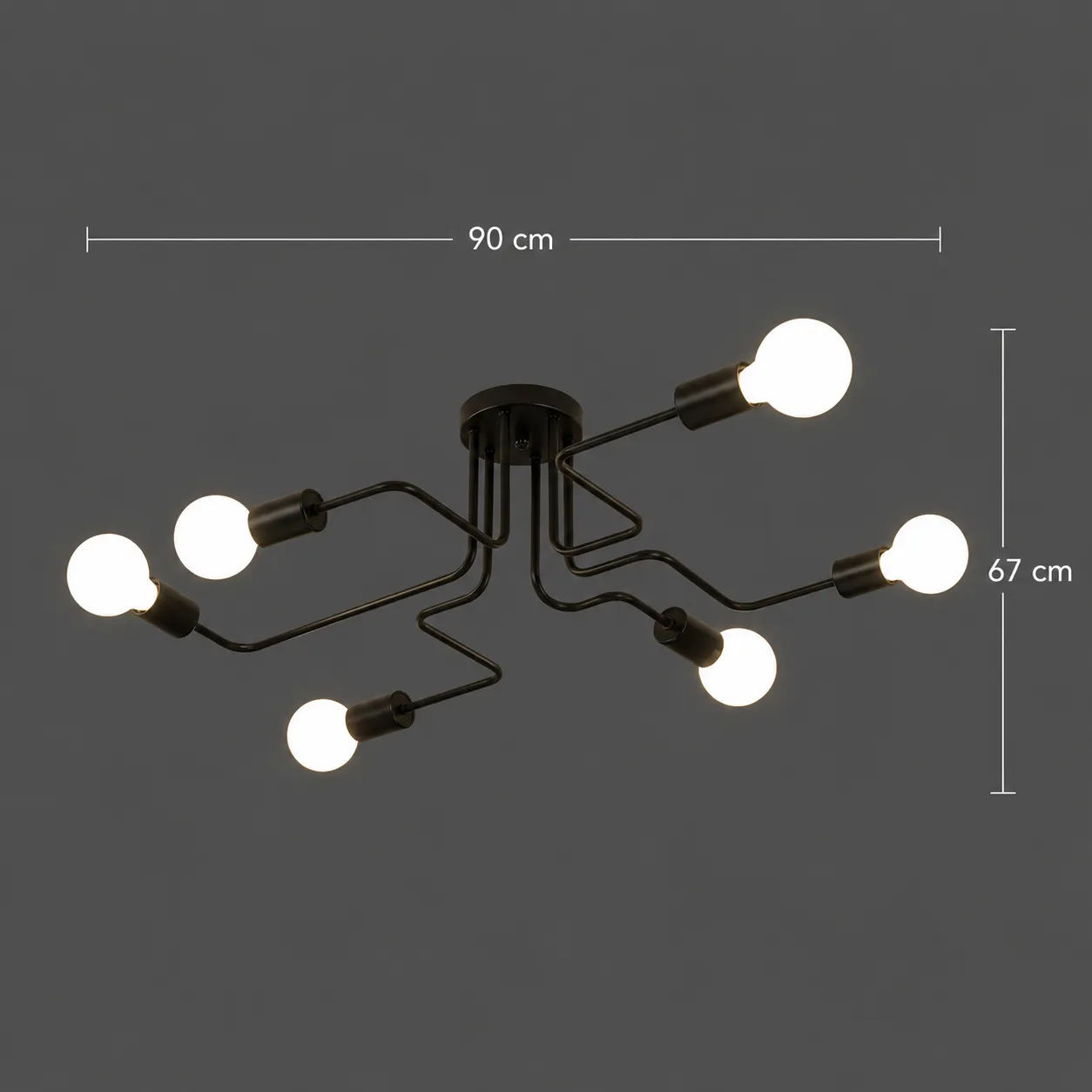 Alessandro Design Hexa 6 lustra neagra 6xE27 90cm
