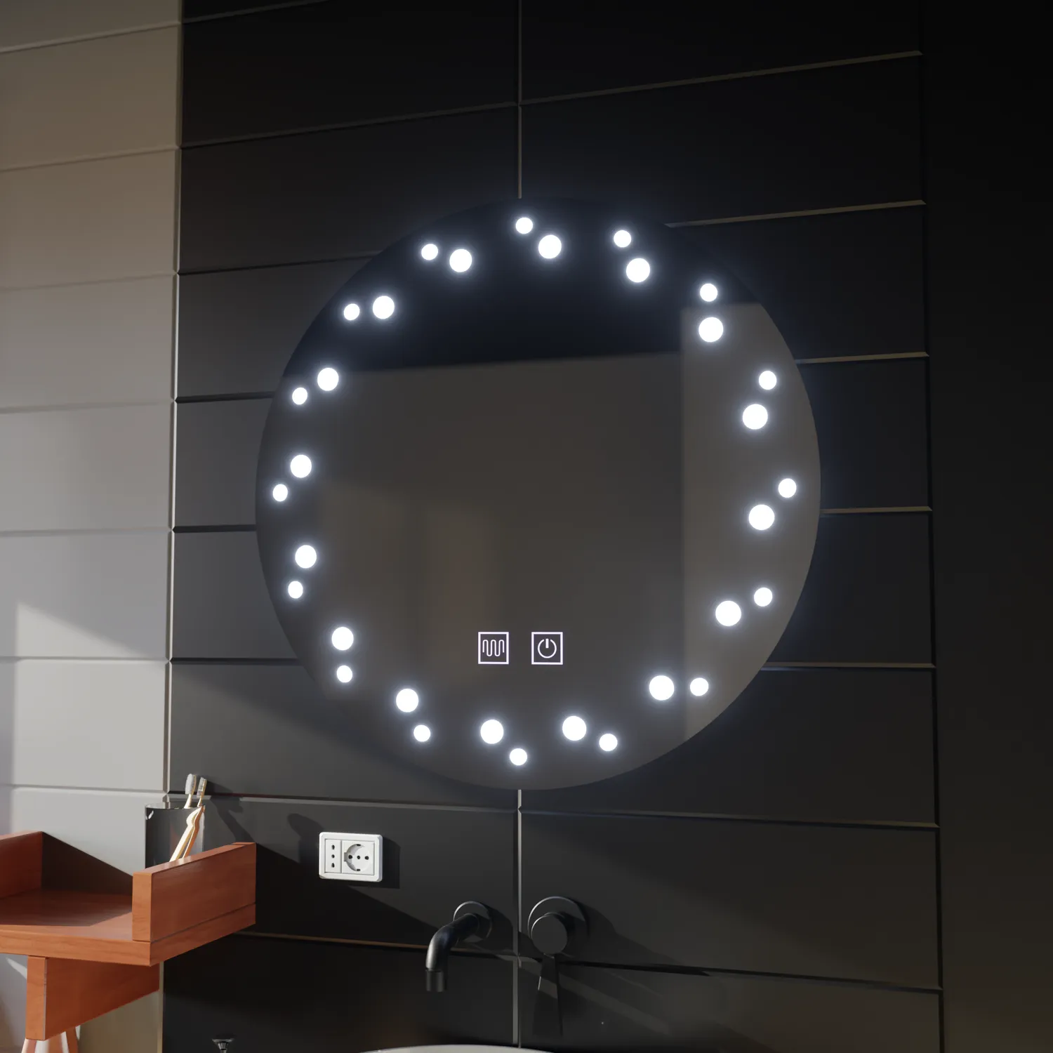 Alessandro Design Touch Ivory oglinda LED rotunda 60cm 6000K