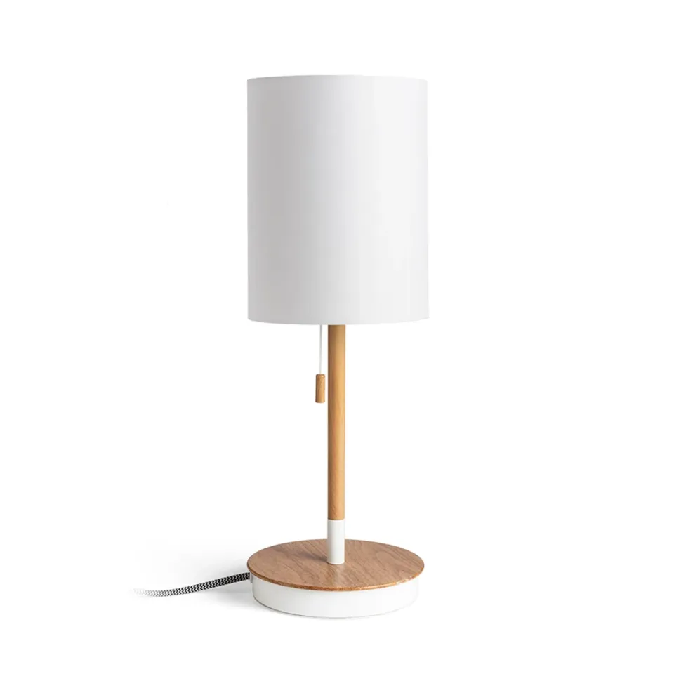 Rendl Keith/Ron veioza alba E27 cu USB lemn