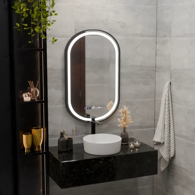 Alessandro Design Helmut Oglindă LED Neagră 45x90 Touch