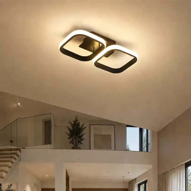Alessandro Design Vertex lustra LED 21W neagra 2 patrate