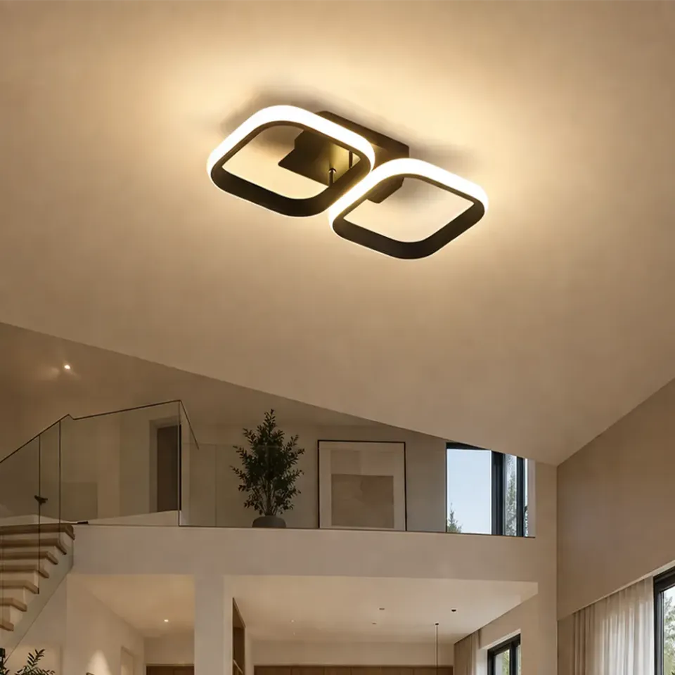 Alessandro Design Vertex lustra LED 21W neagra 2 patrate