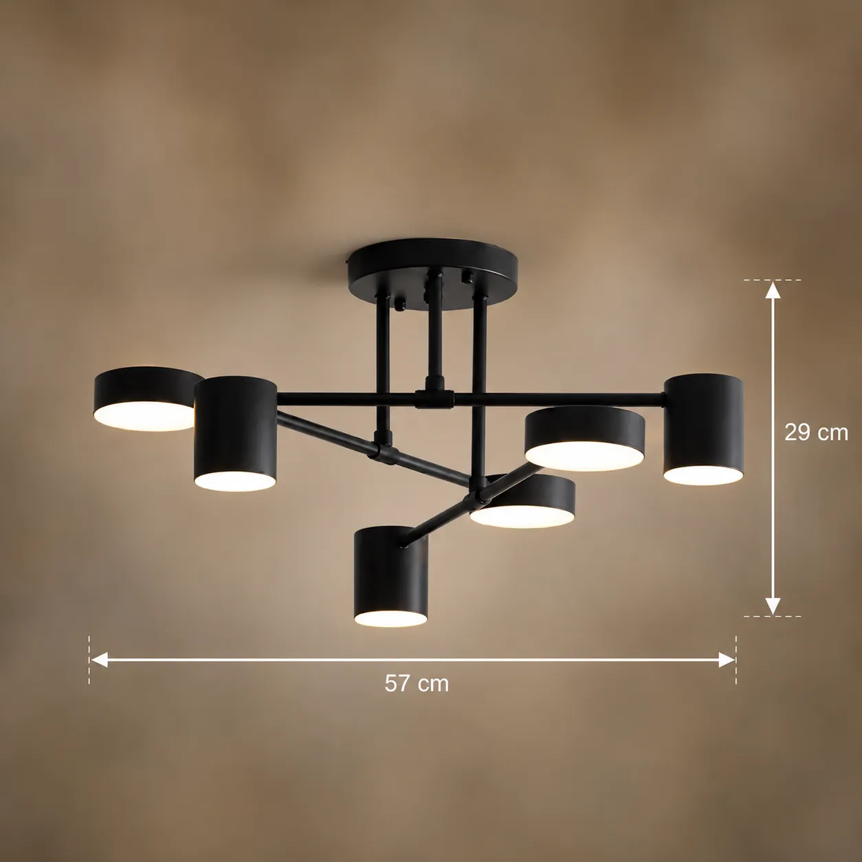 Alessandro Design Galios lustra LED neagra 26W 6 elemente