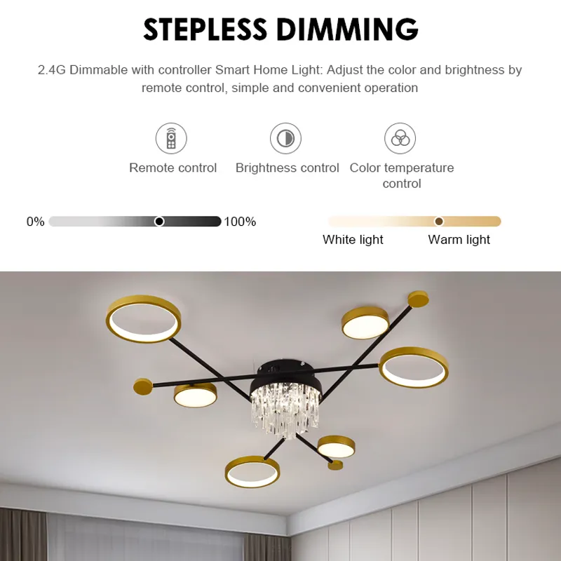Alessandro Design Guida lustra LED negru-auriu 38W dimabila