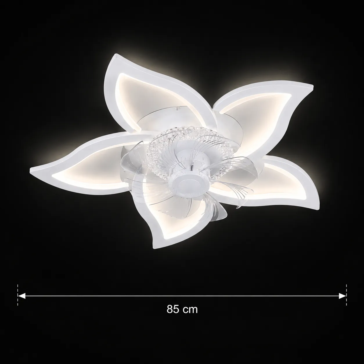 Alessandro Design Dafia lustra LED 85cm alba 49W cu ventilator