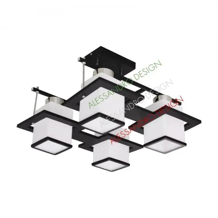 Alessandro Design Aramis lustra cu abajur 4xE27 alb negru