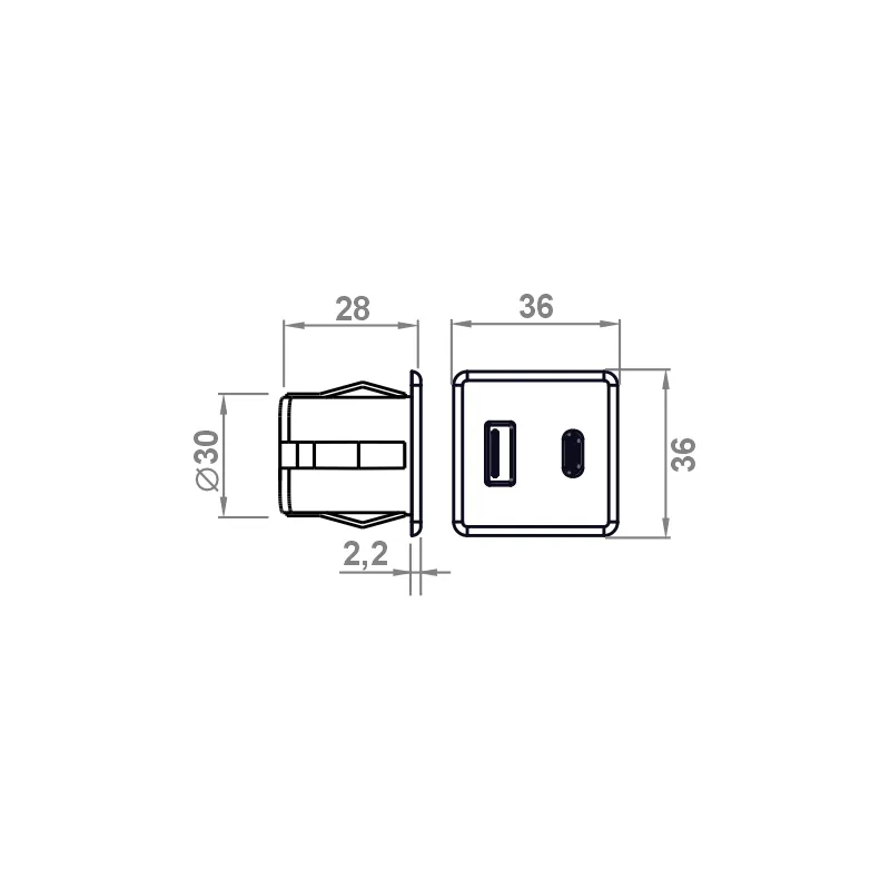 Furnika USB Hub A-C modul incastrat pentru mobilier