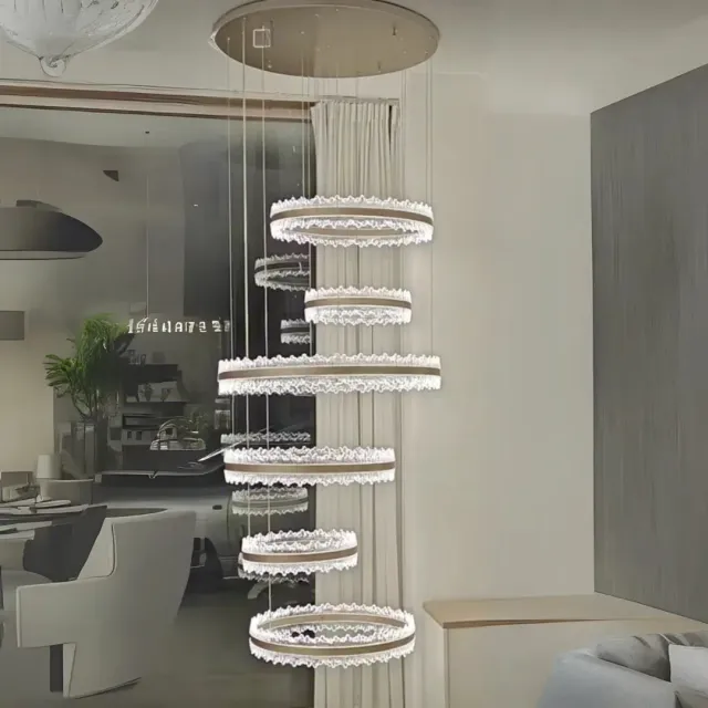 NIVALIS Grand lustra LED 480W aurie cercuri telecomanda