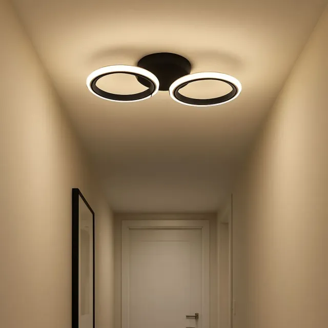 Alessandro Design lustra LED neagra 28W 2 cercuri 42cm
