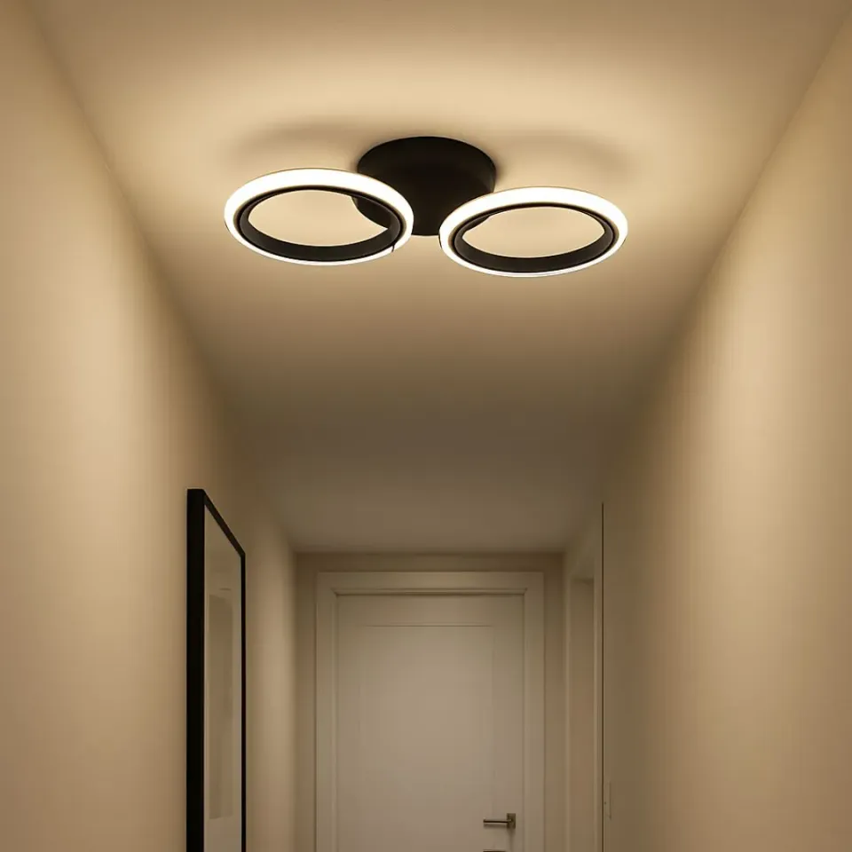 Alessandro Design lustra LED neagra 28W 2 cercuri 42cm