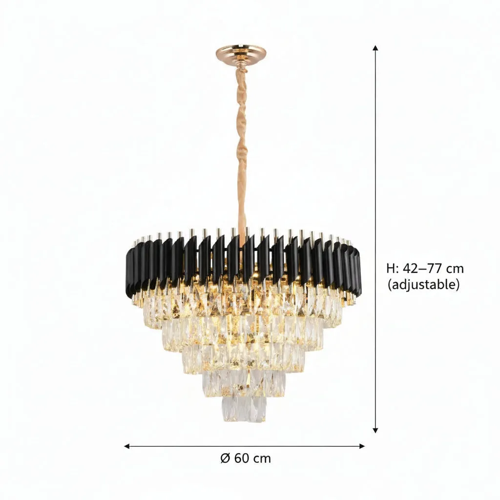 Alessandro Design VERSAILLES Magno 8xE14 candelabru cristal negru-auriu 60cm