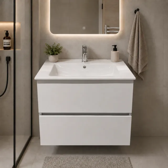 Alessandro Design Dushanbe set mobilier baie alb 2 sertare
