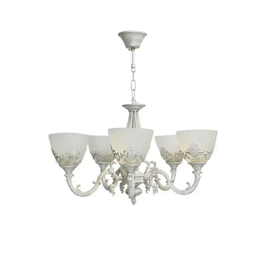 Alessandro Design Cottage lustră vintage albă 5xE27 Ø50cm interior