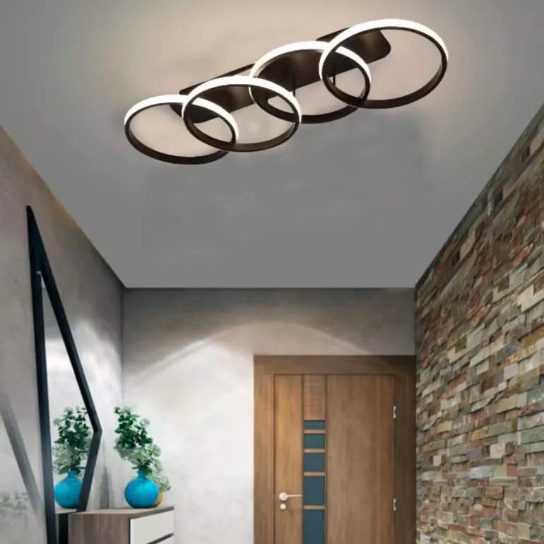 Alessandro Design Elio 47W lustră LED neagră 4 cercuri
