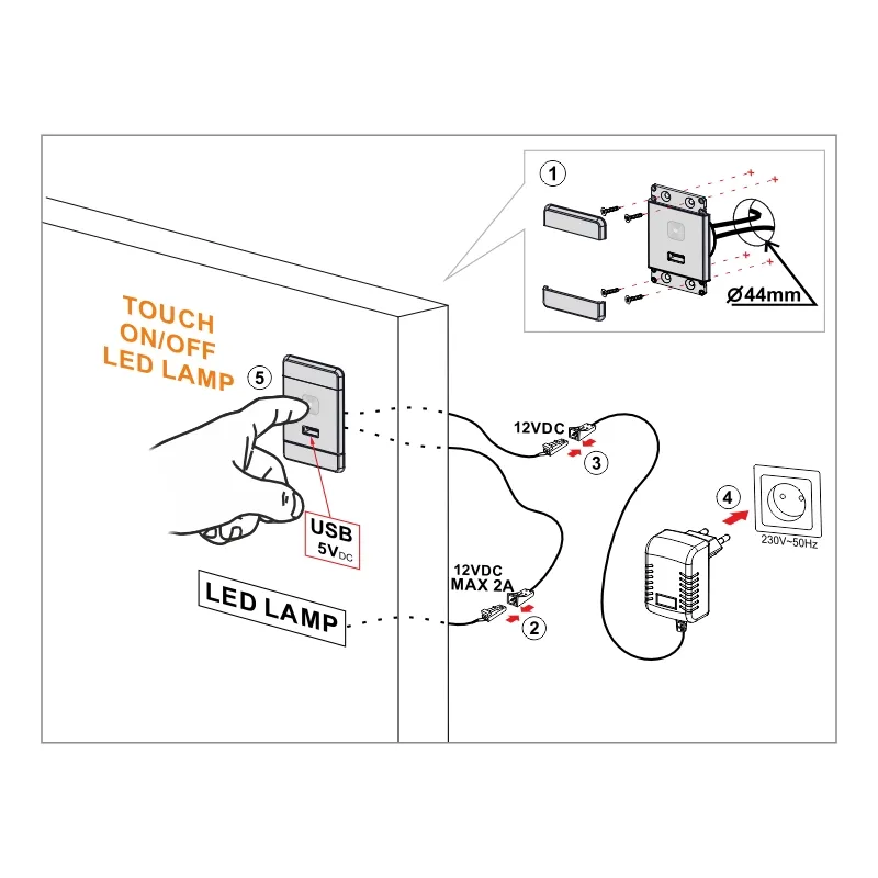 Furnika USB-Switch întrerupător LED tactil USB