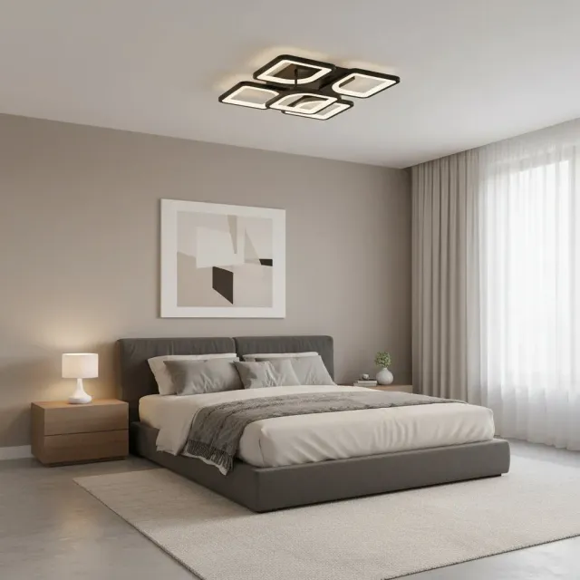 Alessandro Design Zoe 65W lustra LED neagra 5 patrate dimabila