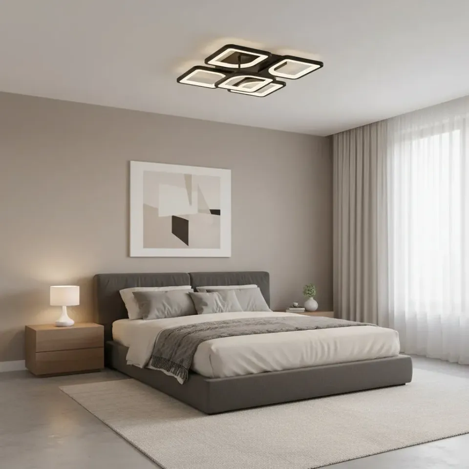 Alessandro Design Zoe 65W lustra LED neagra 5 patrate dimabila