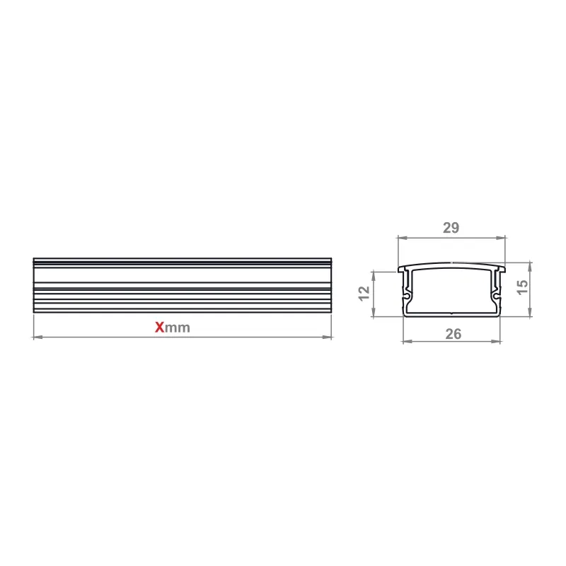 Furnika PI 29x15 profil LED aluminiu argintiu