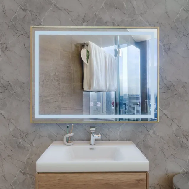 Alessandro Design Rayna Touch oglindă LED 80x60 cm ramă aurie