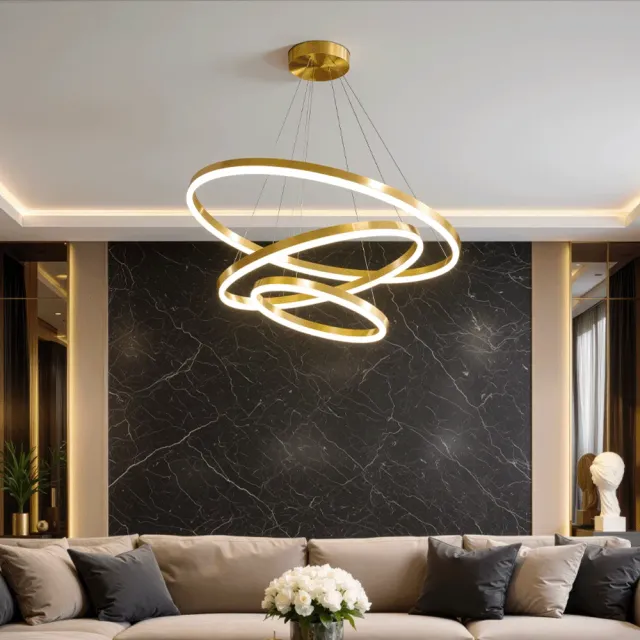 Alessandro Design ELIZABETH lustra LED 85W aurie 3 cercuri