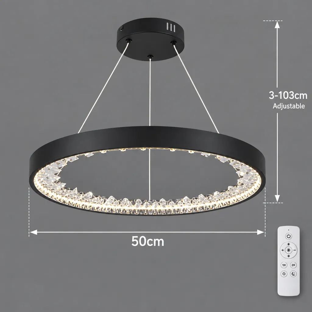 Alessandro Design lustra LED suspendata neagra 28W 1 cerc
