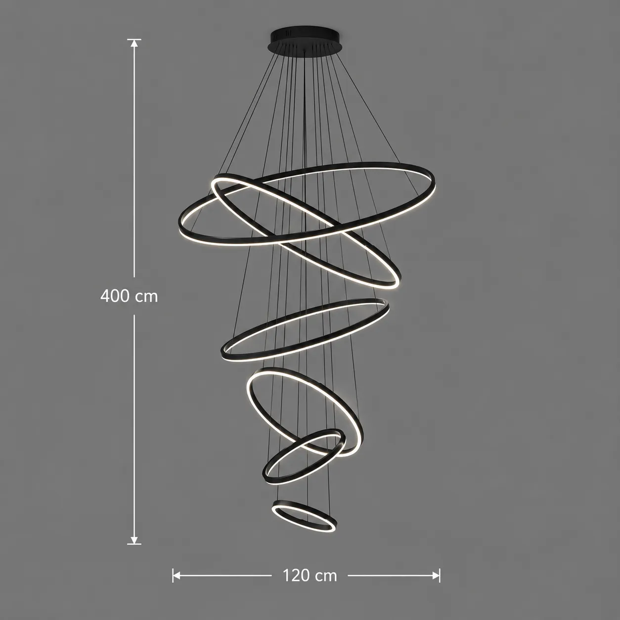 Alessandro Design NARSAQ lustra LED 222W neagra 6 cercuri