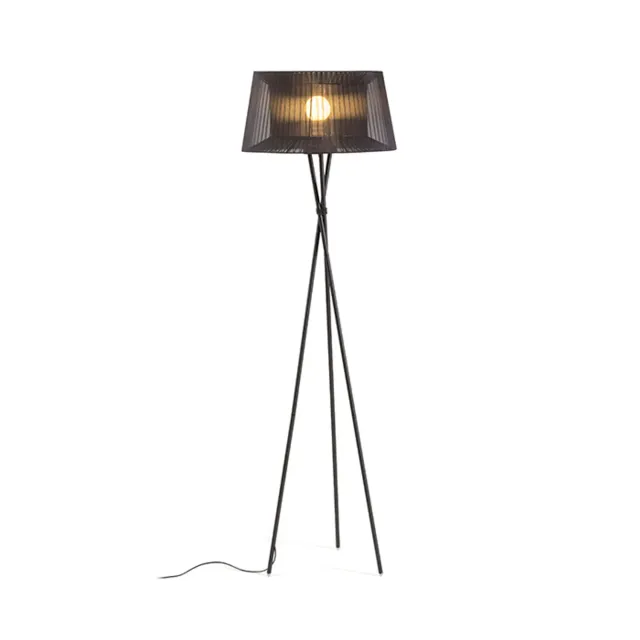 Rendl Boulogne lampa podea neagra trepied textil