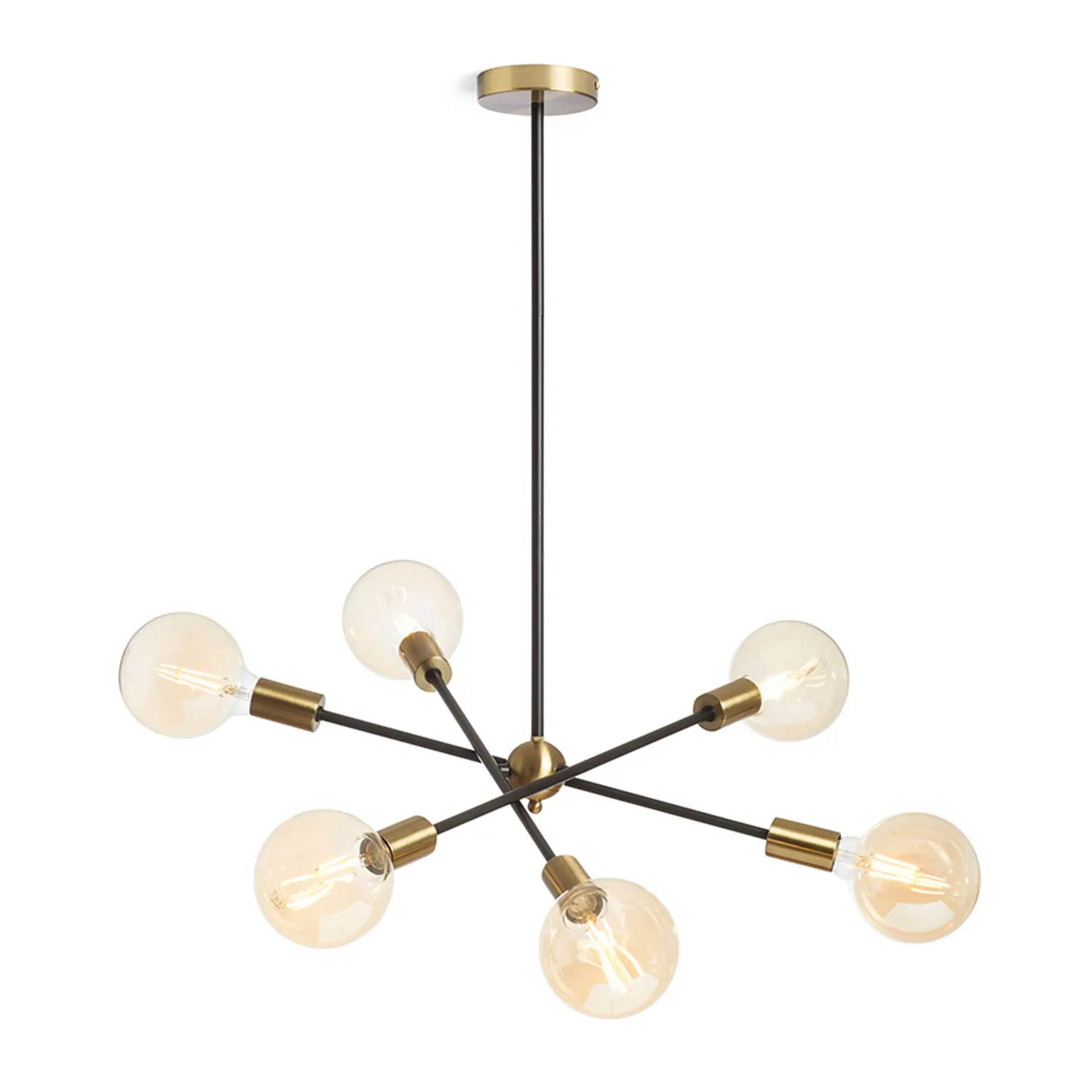 Rendl Light Studio Artemia 6 pendul negru alamă E27 reglabil