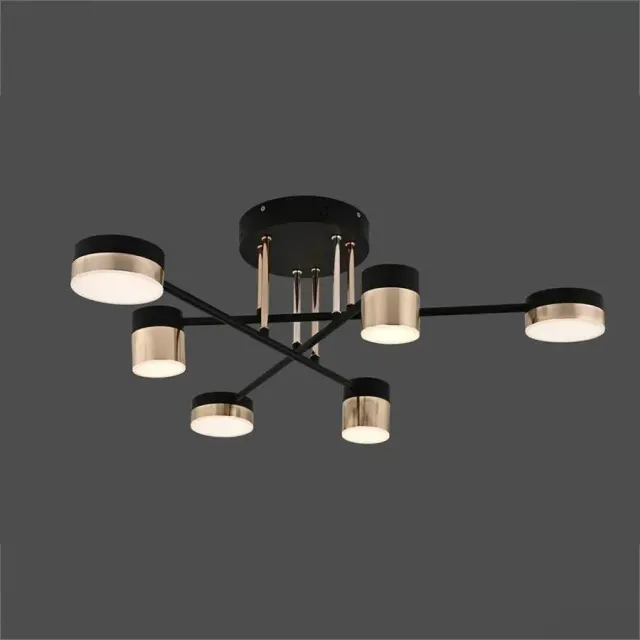 JAYSON Lustra LED 72W cu Telecomanda Neagra Aurie Dimmabila