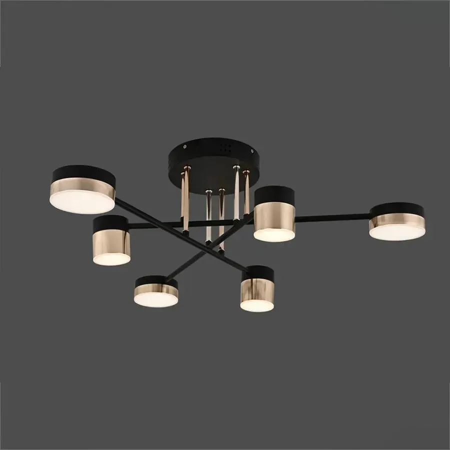 JAYSON Lustra LED 72W cu Telecomanda Neagra Aurie Dimmabila