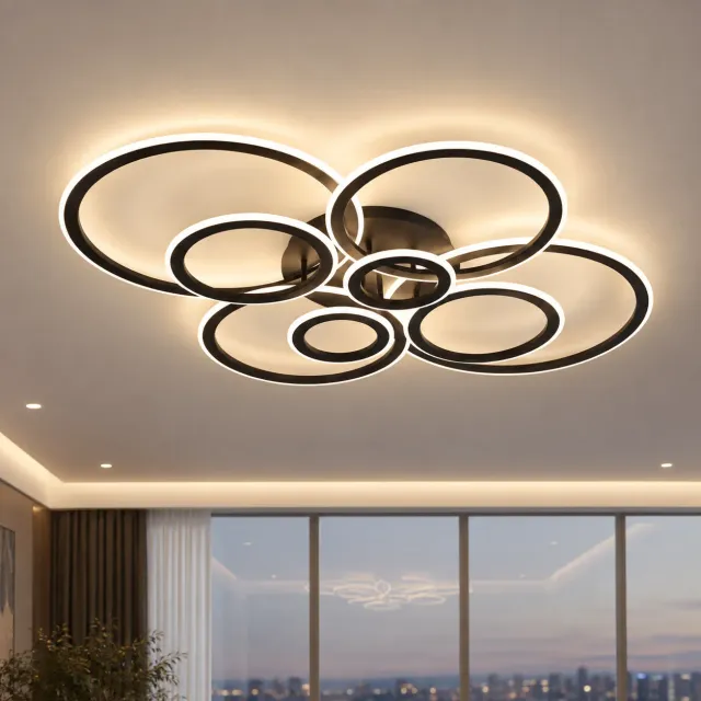 Alessandro Design BETTY 127W lustra LED neagra 8 cercuri