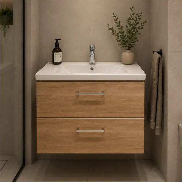 Alessandro Design Celo set mobila baie alb-maro 2 sertare