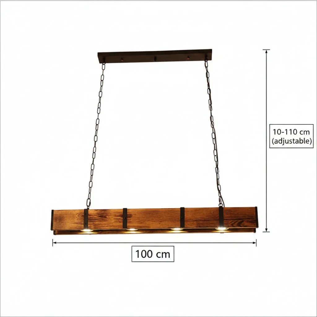 Alessandro Design LV565/4 lustra vintage lemn 100cm galbena 12W